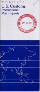 1991 US Customs Mail Imports pamphlet