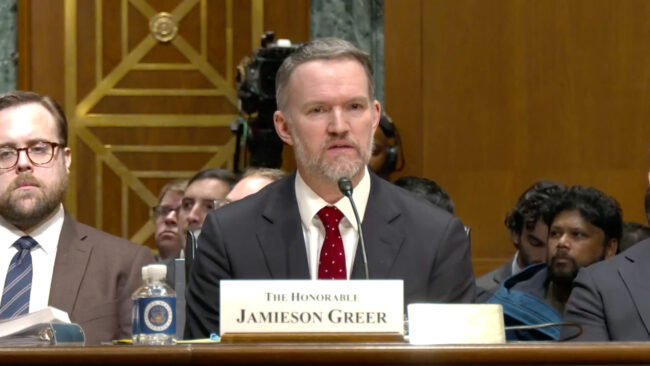 USTR Jamieson Greer Tells Senate: Trump Tariffs Will Stay as U.S. Shifts to Producer Economy